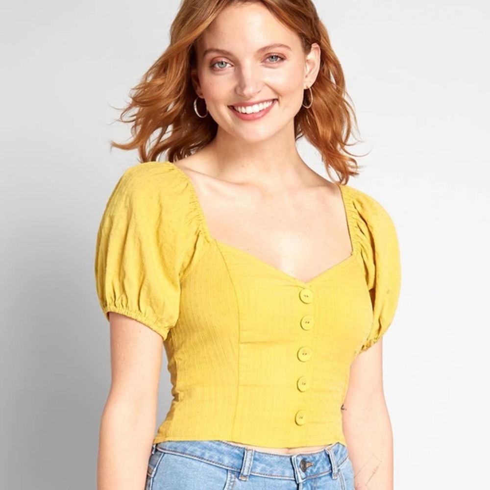 Modcloth NWT Prairie Much So Puff Sleeve Top M
